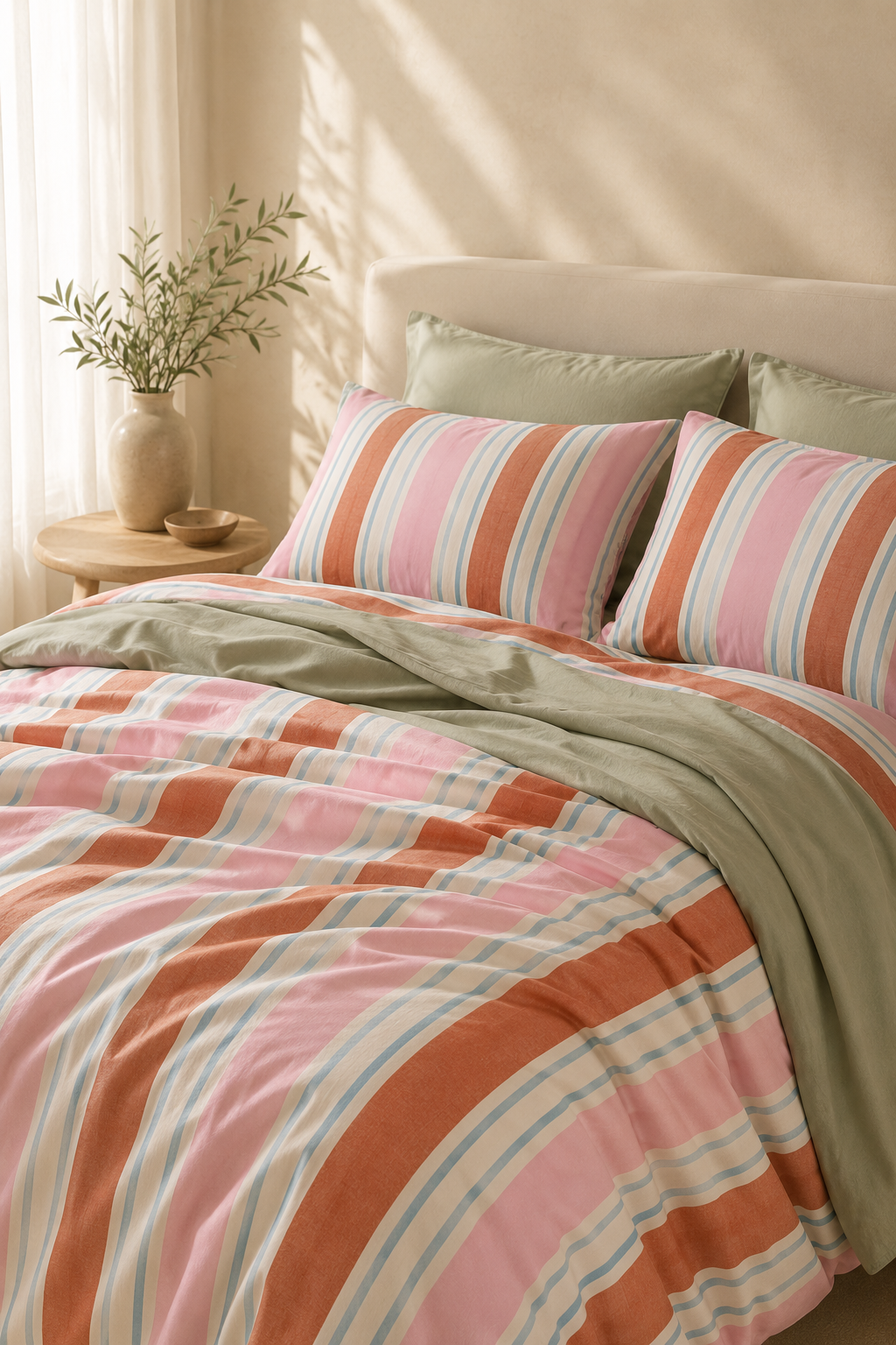 Meridian striped fitted bedsheet set – alternate view