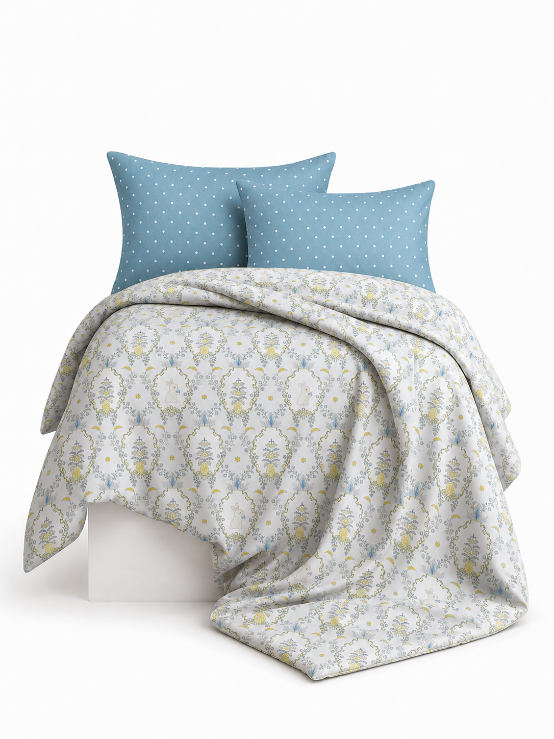 Bluebell Grove fitted cotton bedsheet set in blue botanical print – 300 Threads