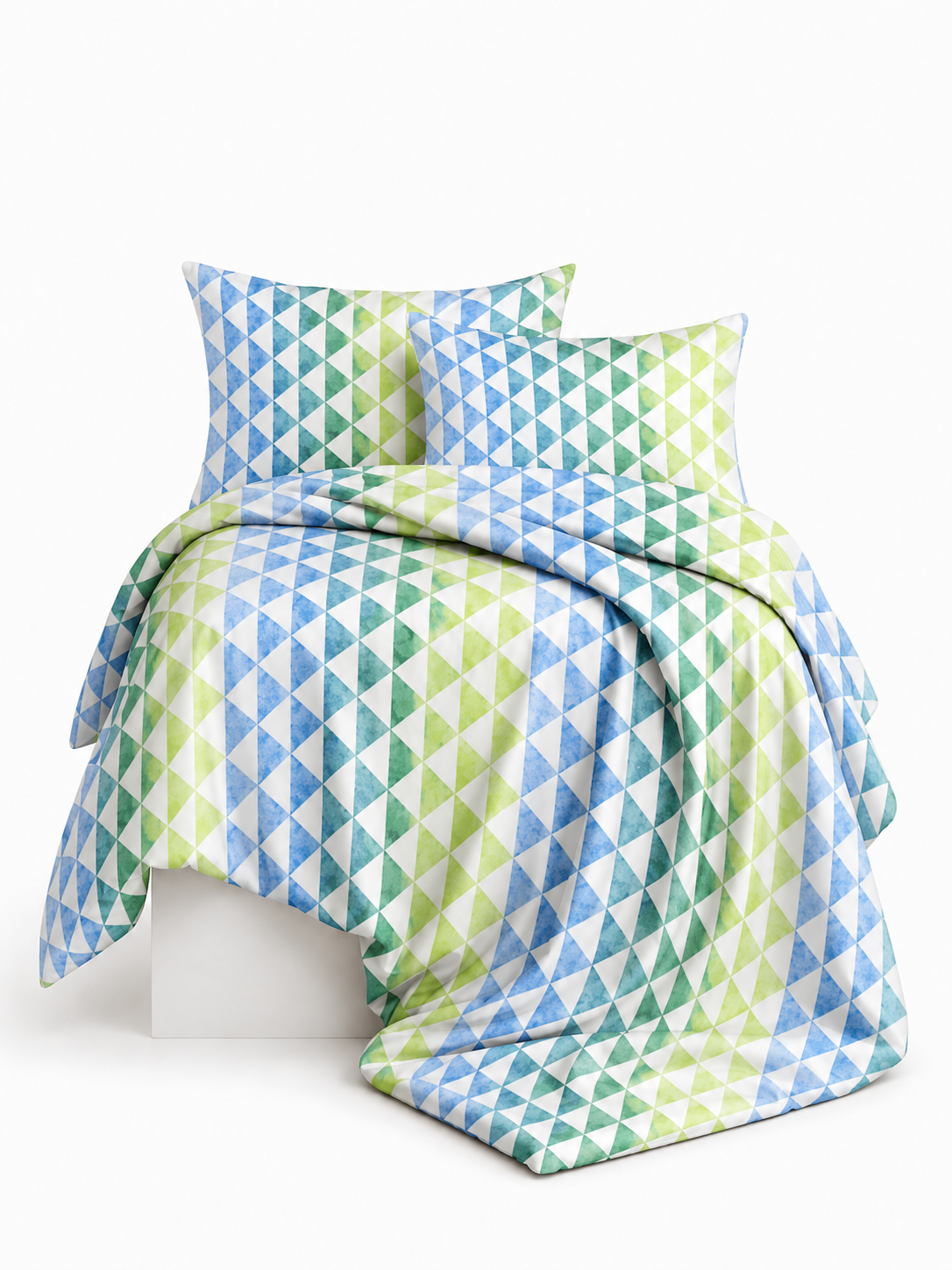 Coastal Breeze 300 TC cotton bedsheet set in blue geometric print – 300 Threads