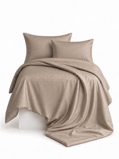 Aurelia dune beige 300 TC cotton King bedsheet set – 300 Threads
