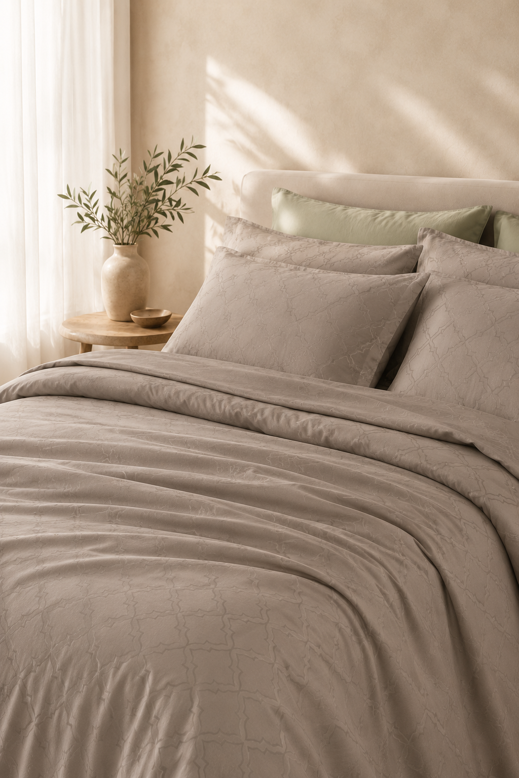 Aurelia dune beige 300 TC cotton bedsheet set – alternate view