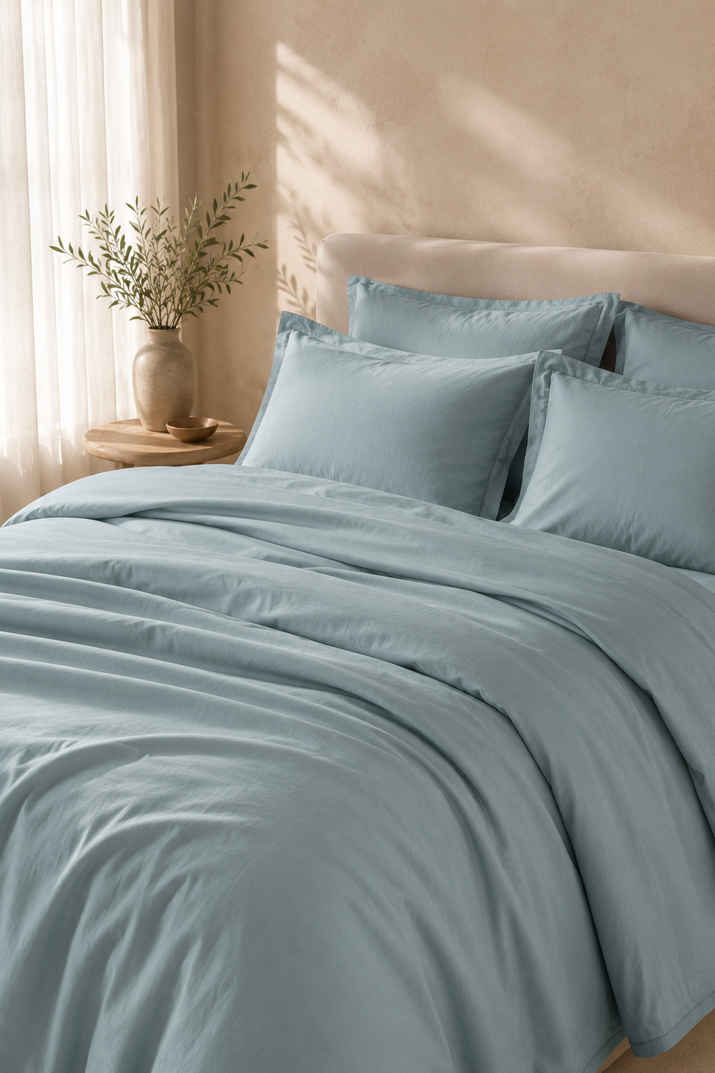 Maison Luxe misty blue cotton bedsheet set – alternate view