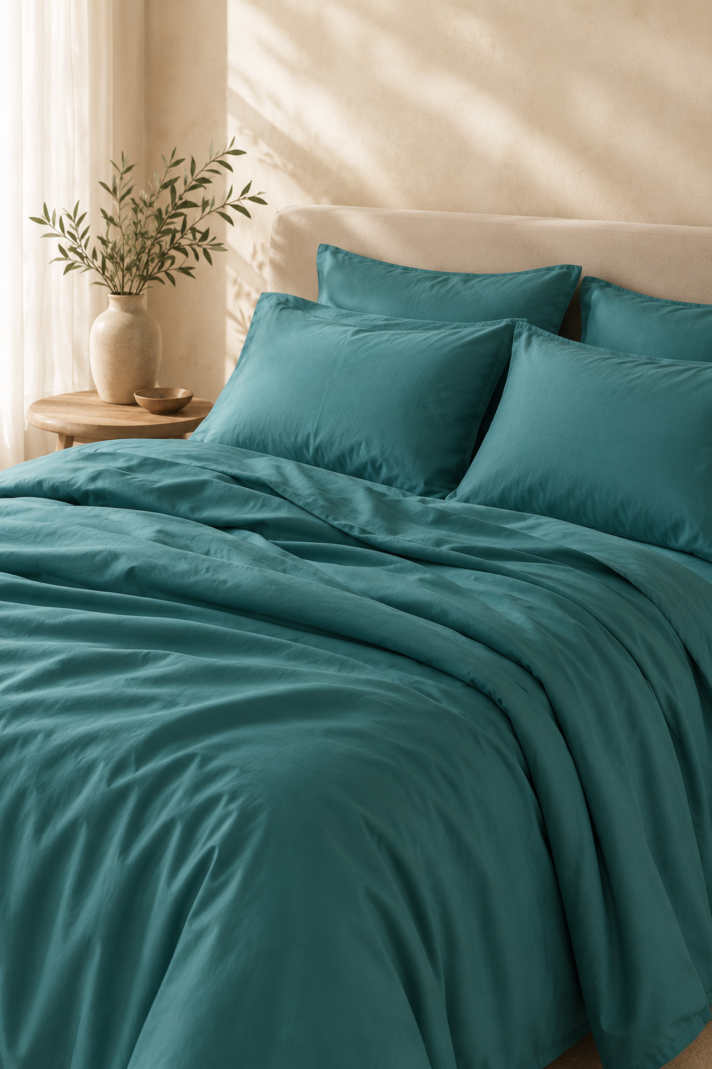 Maison Luxe teal cotton bedsheet set – alternate view