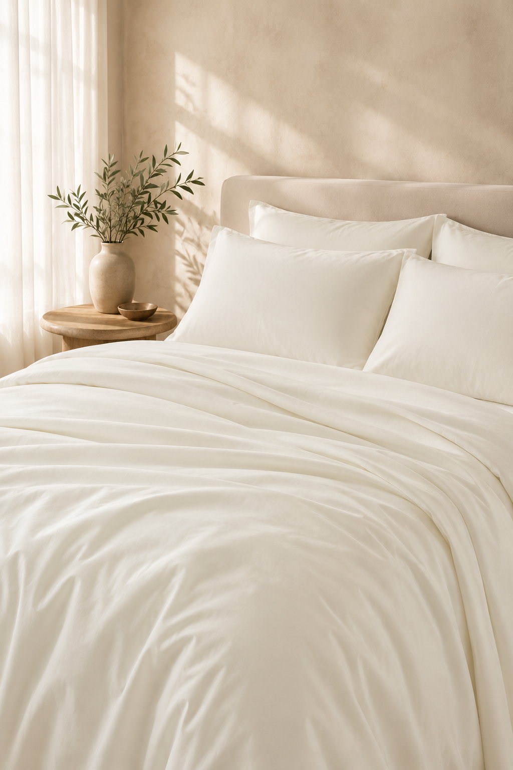 Maison Luxe ivory white cotton bedsheet set – alternate view