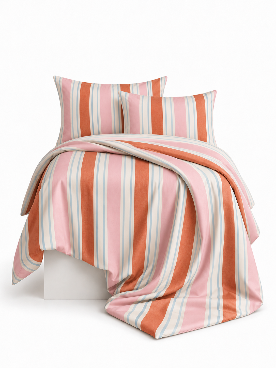 Meridian striped fitted bedsheet set in pure cotton – 300 Threads