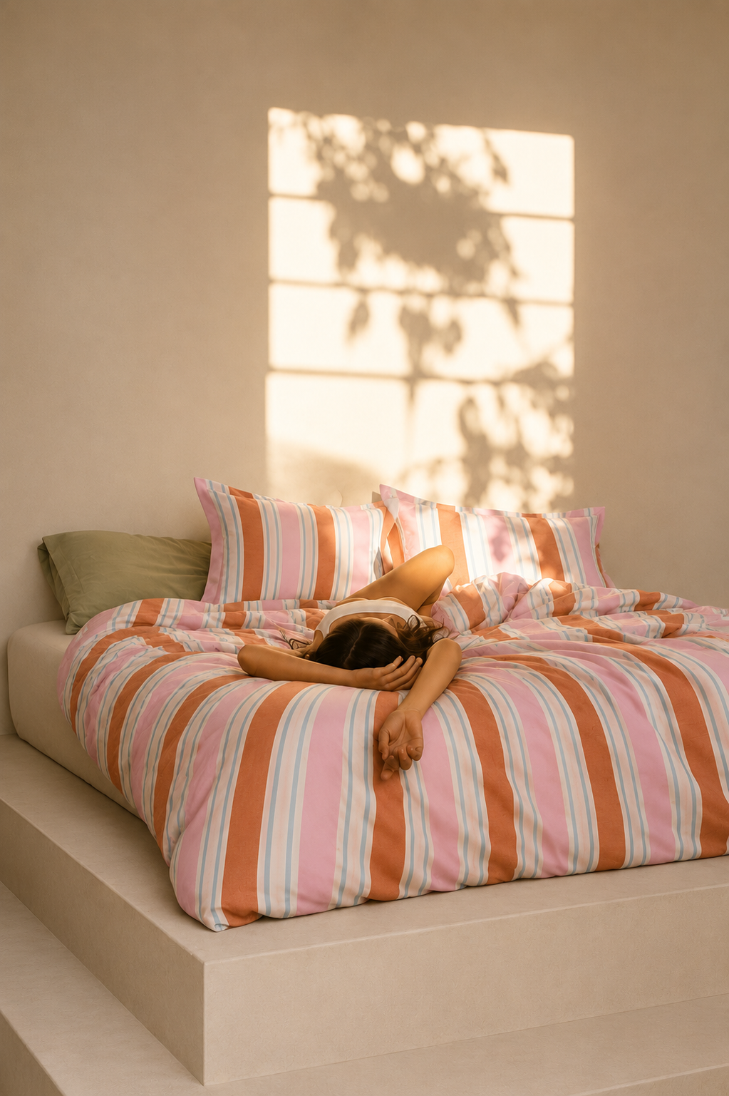 Meridian striped fitted bedsheet set – stripe print detail