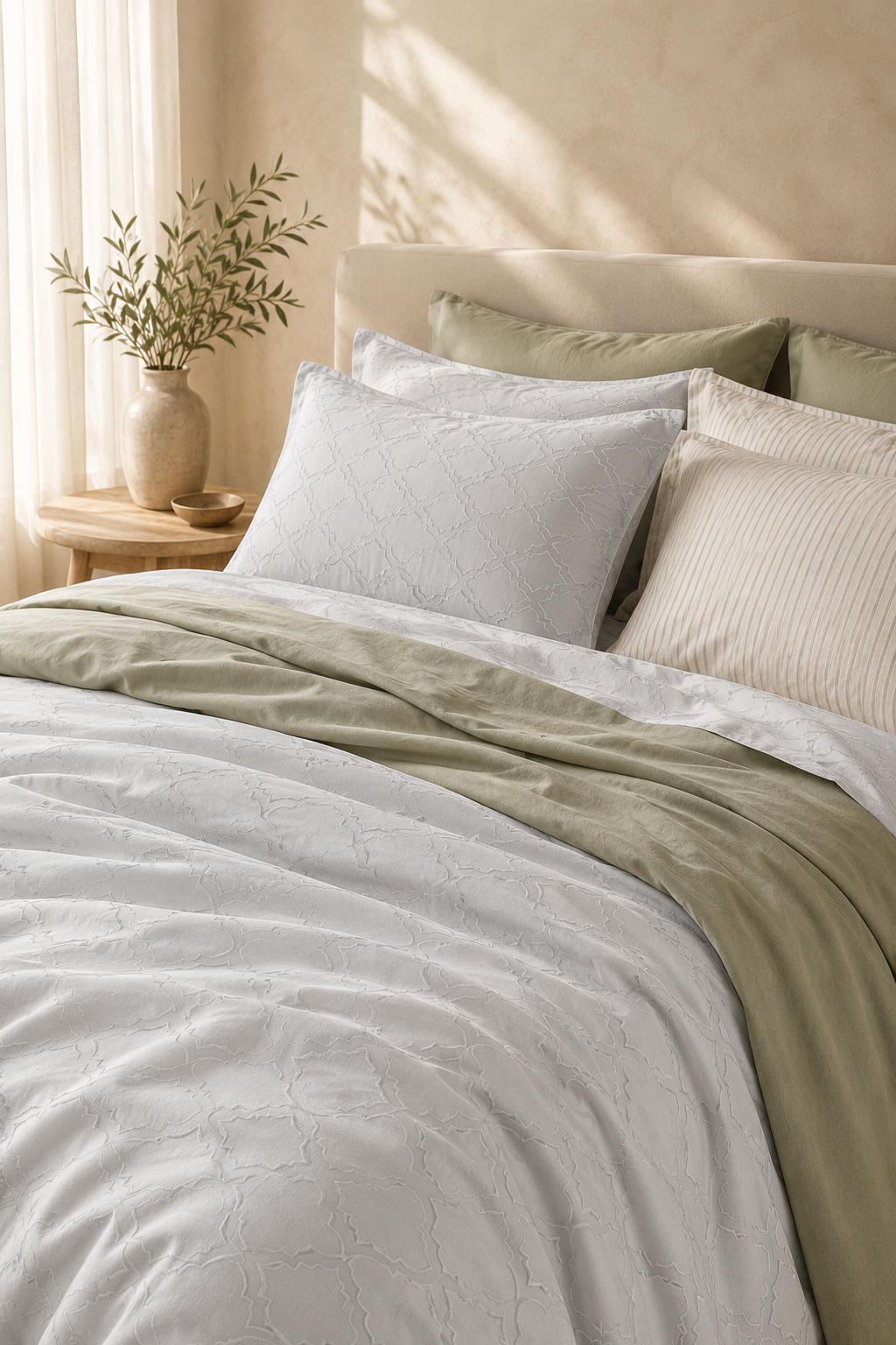 Aurelia ivory 300 TC cotton bedsheet set – alternate view