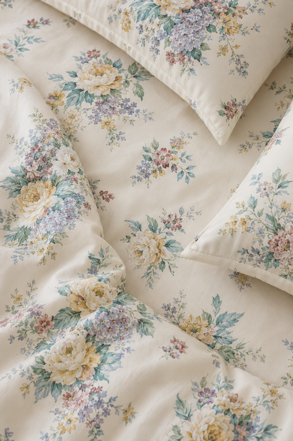 Secret Garden floral cotton bedsheet set – print detail