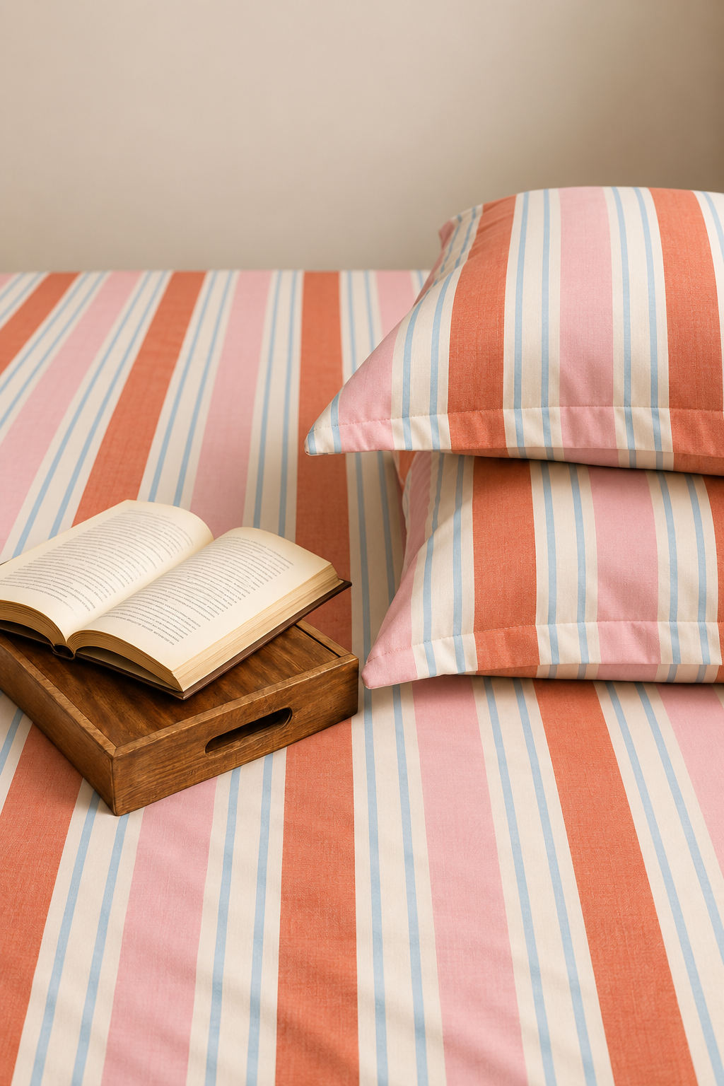 Meridian 300 thread count striped fitted cotton bedsheet