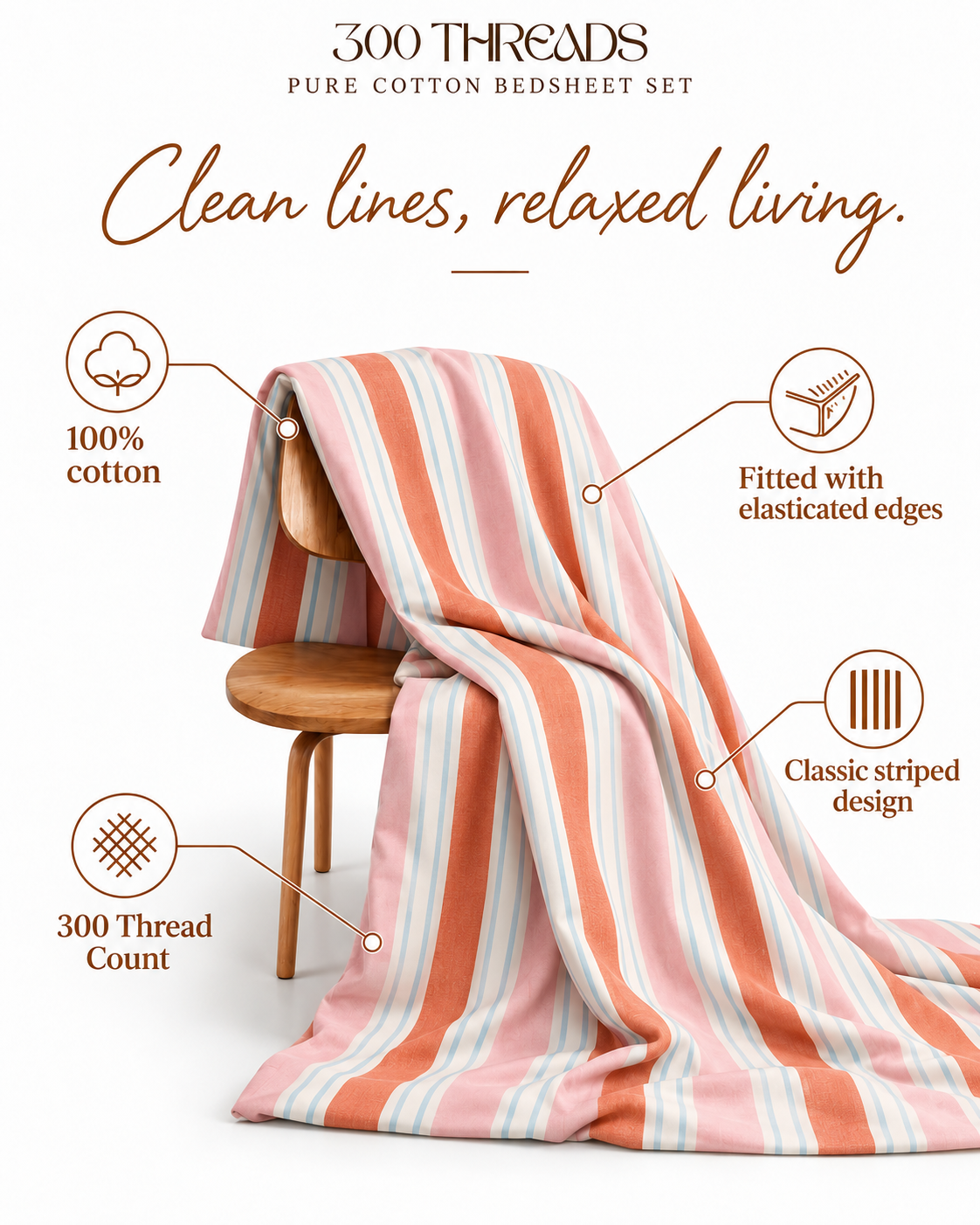 Meridian 100% cotton fitted bedsheet set