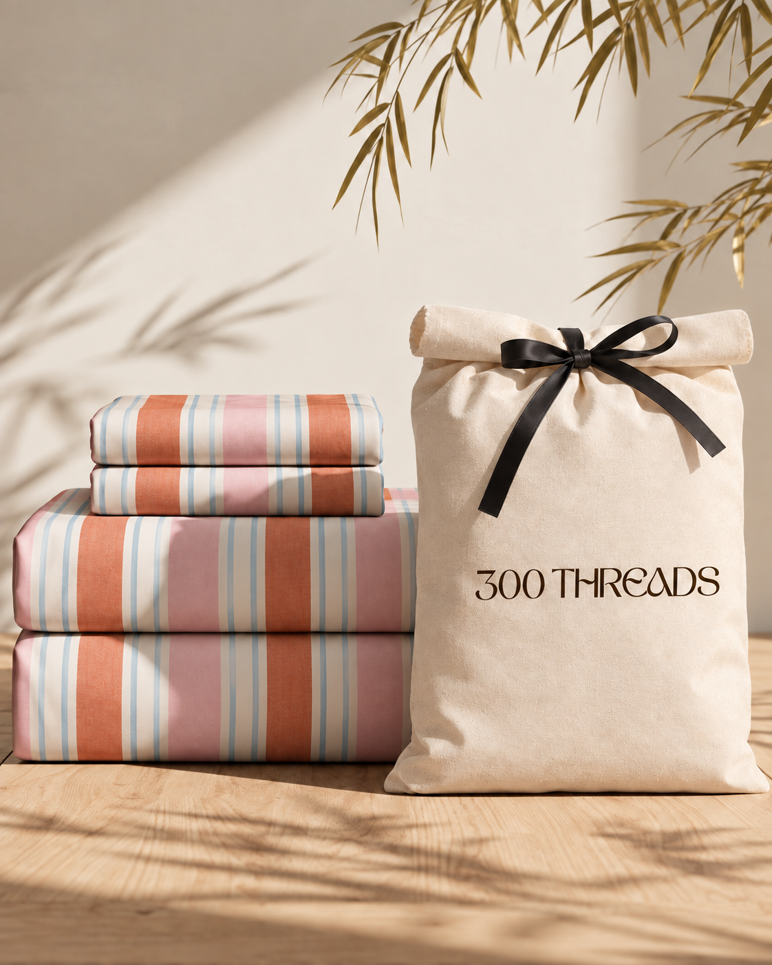Meridian fitted bedsheet with elasticated edges by 300 Threads