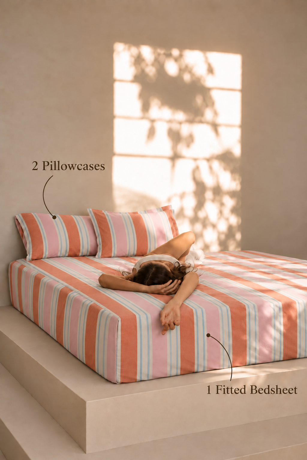 Meridian classic striped fitted cotton bedsheet
