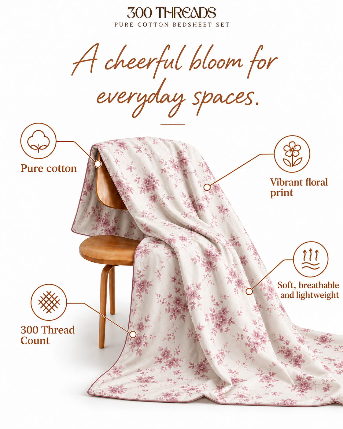 Soft breathable and lightweight Wildflower Meadow cotton bedsheet