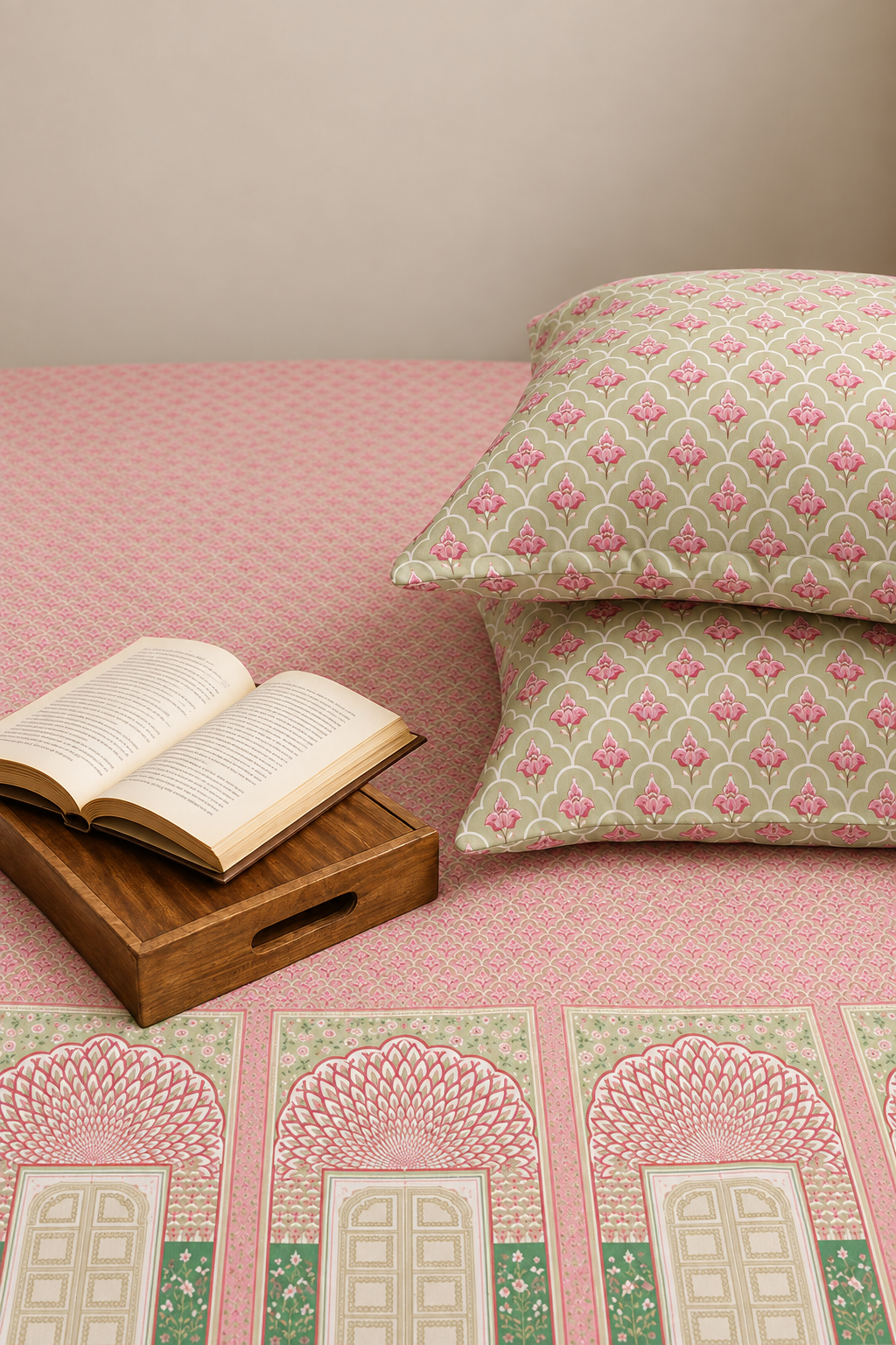 Shahi Dwar fitted cotton bedsheet set with heritage styling
