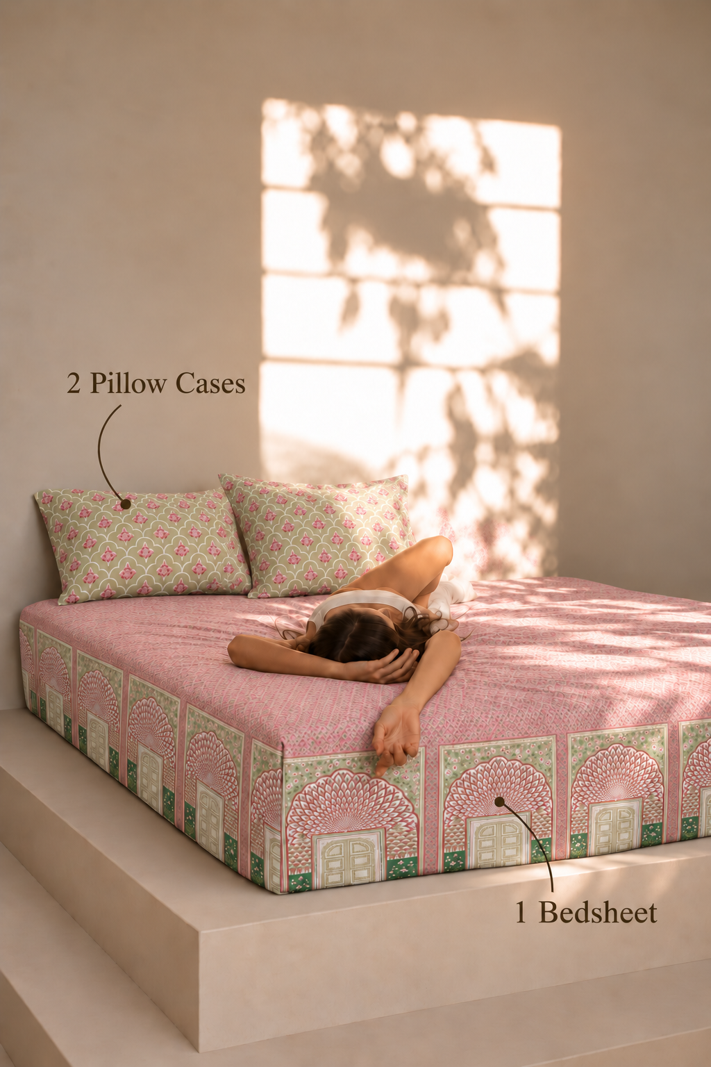 Shahi Dwar secure fitted cotton bedsheet by 300 Threads