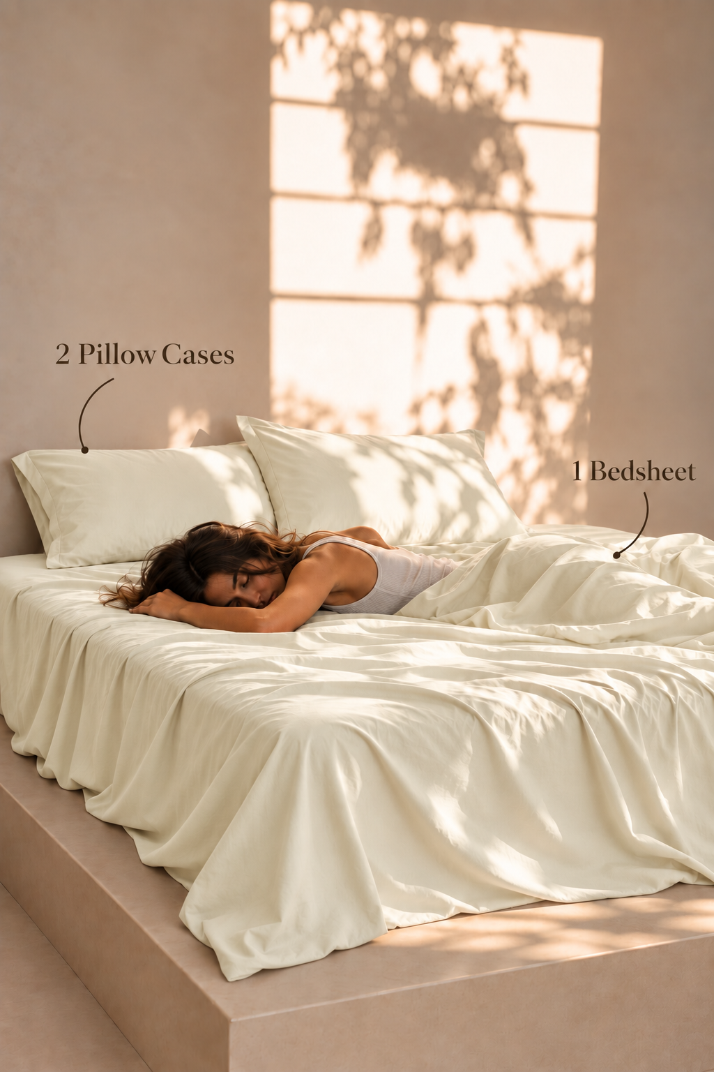 Maison Luxe Soft Beige 300 thread count cotton bedsheet