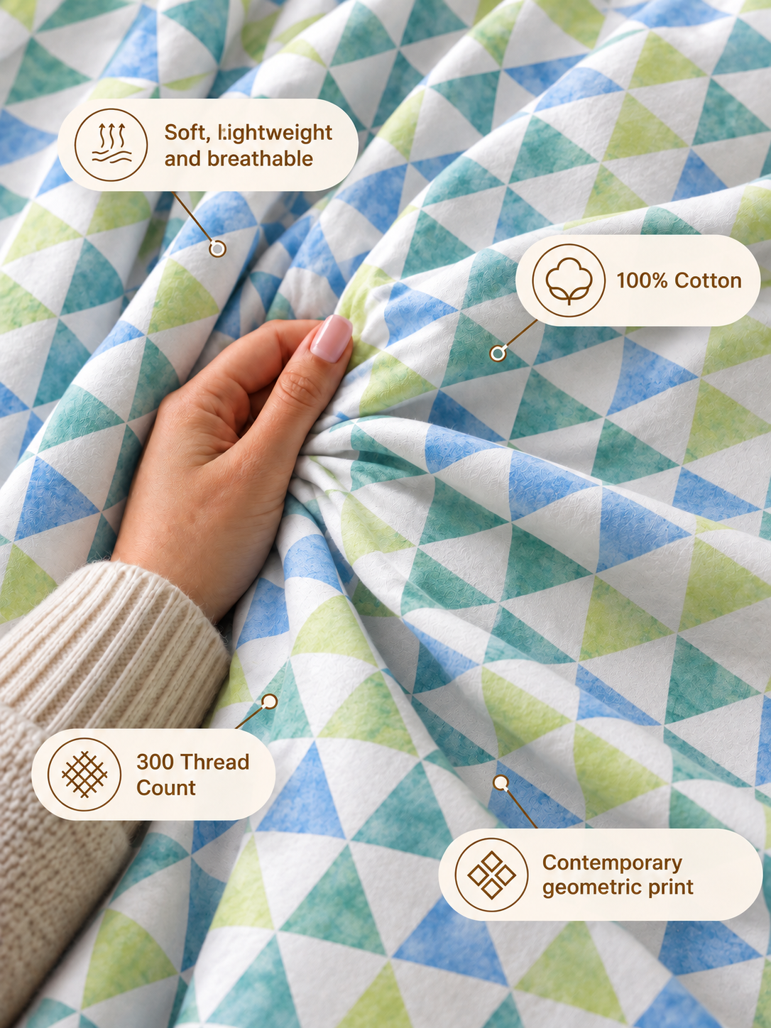 Coastal Breeze 300 thread count pure cotton bedsheet set