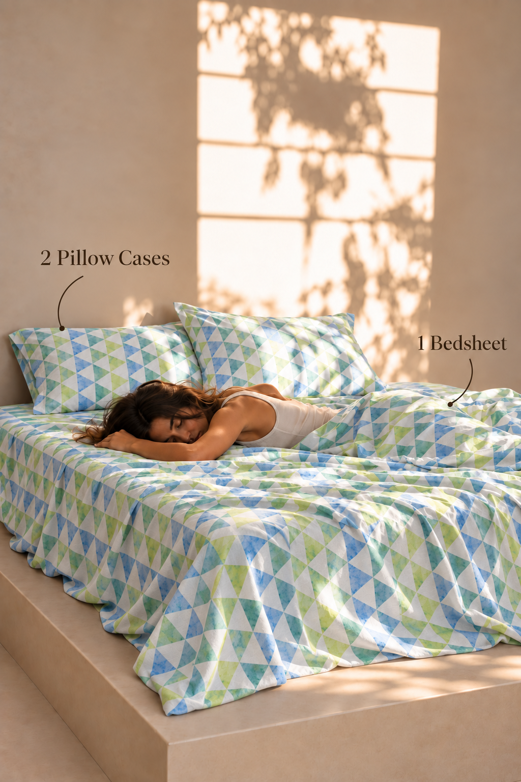Coastal Breeze contemporary geometric print cotton bedsheet