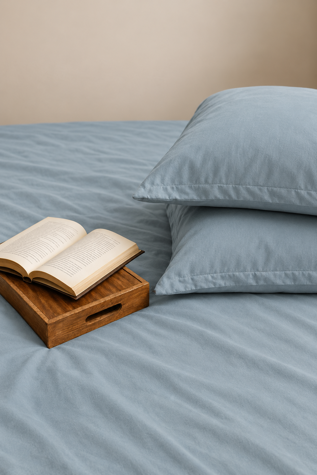 Maison Luxe Misty Blue cotton bedsheet set by 300 Threads