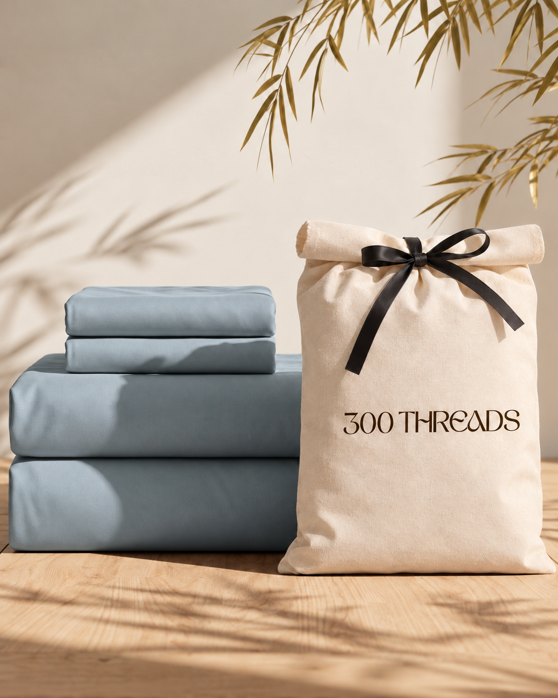 Maison Luxe Misty Blue soft breathable cotton bedsheet