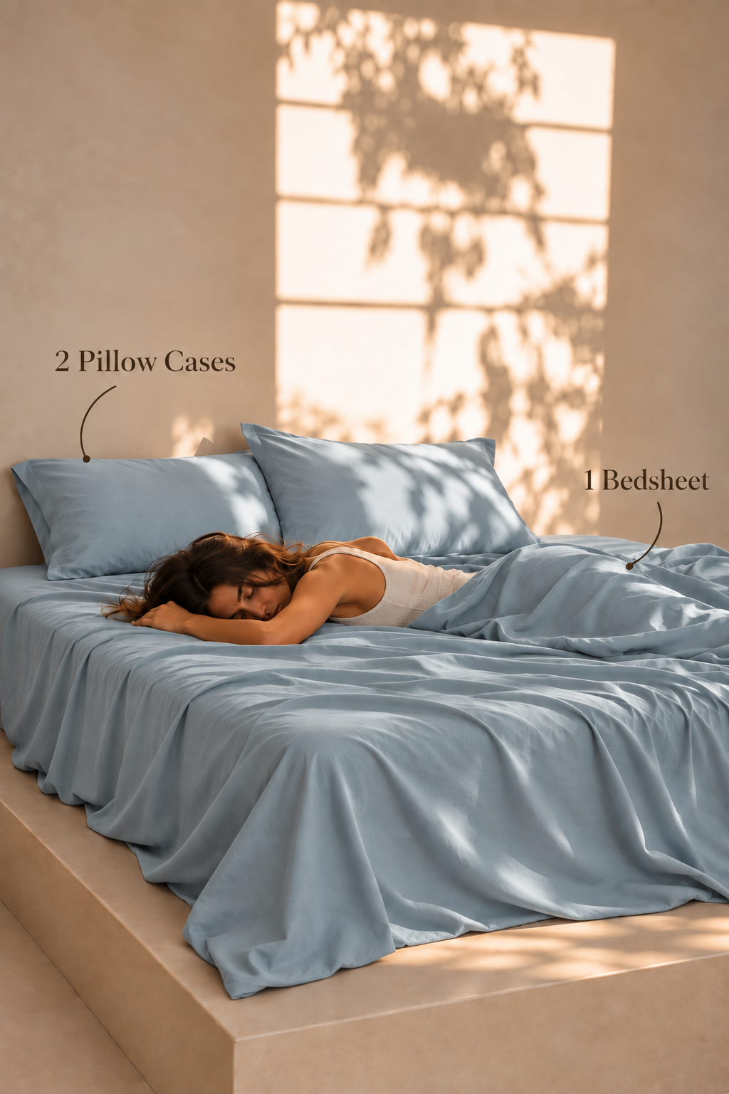 Maison Luxe Misty Blue 300 thread count cotton bedsheet
