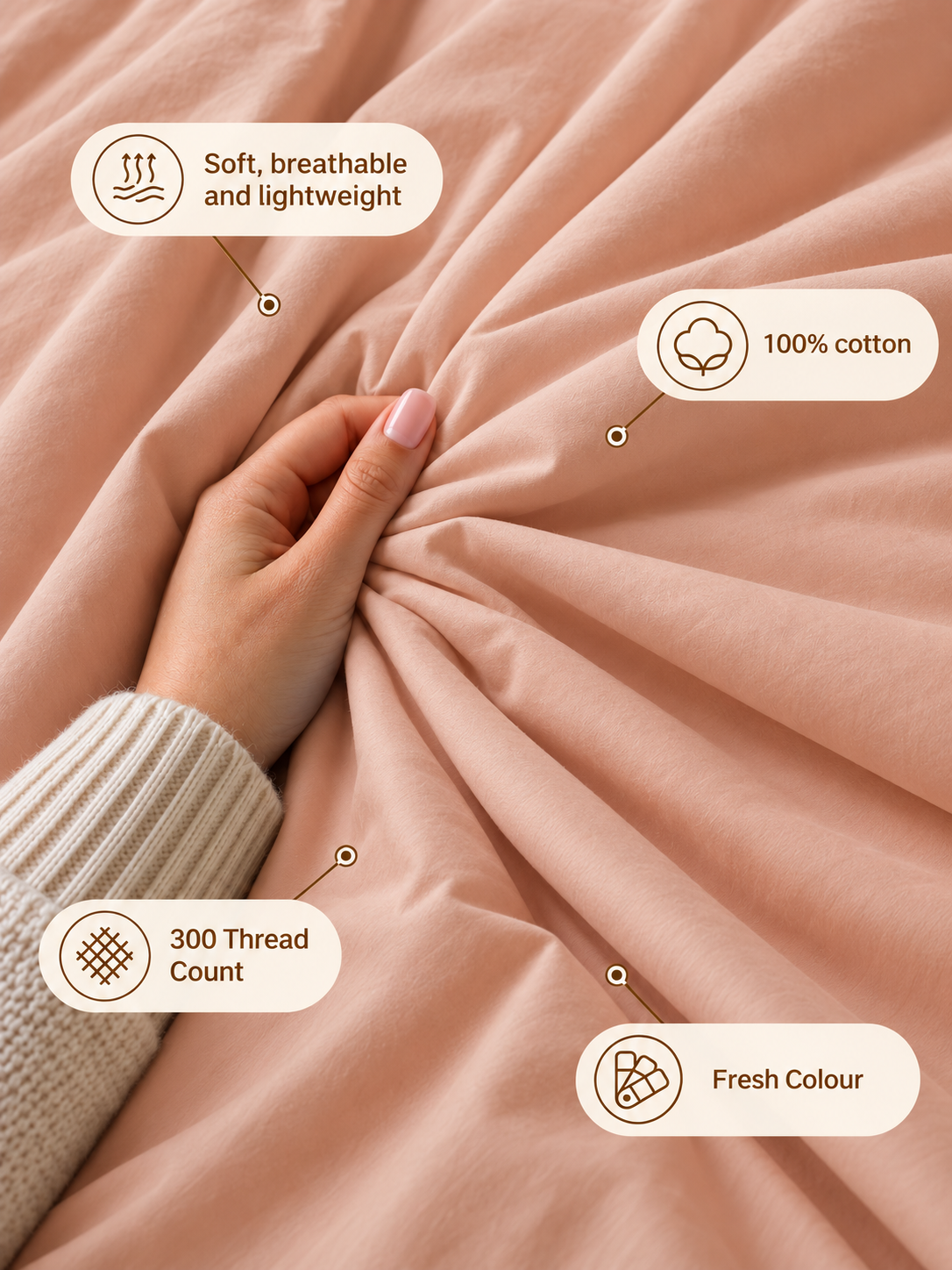 Maison Luxe Blush soft breathable cotton bedsheet
