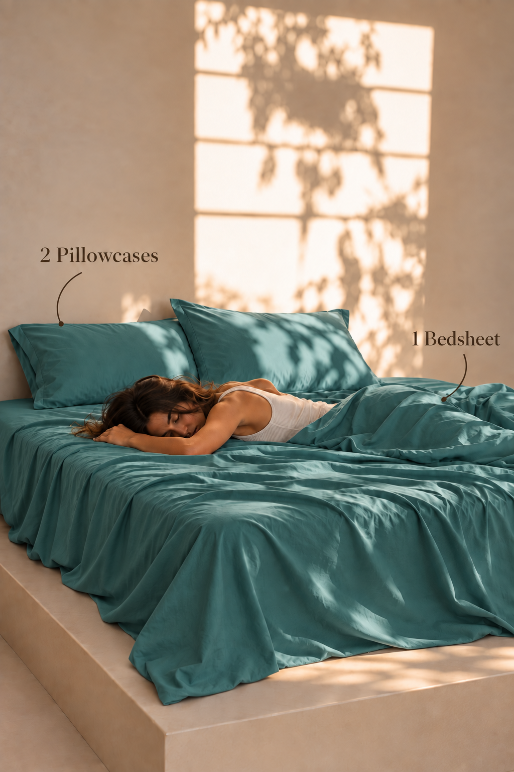 Maison Luxe Teal 300 thread count cotton bedsheet