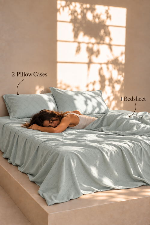 Aurelia Sage Mist 300 thread count cotton bedsheet