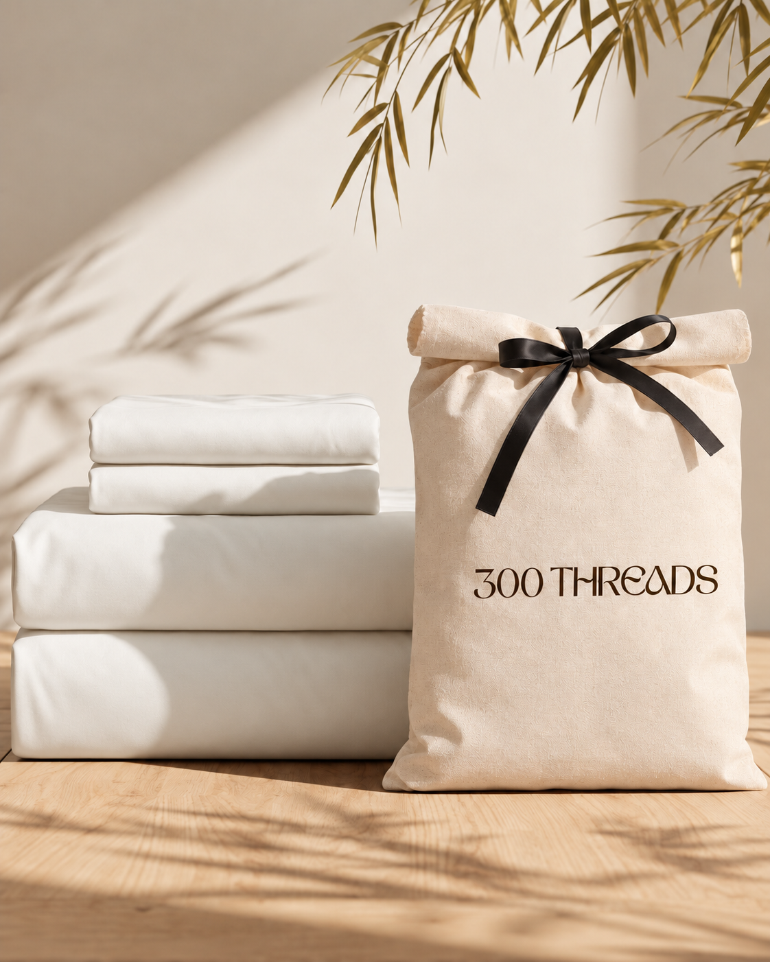 Maison Luxe Ivory White soft breathable cotton bedsheet
