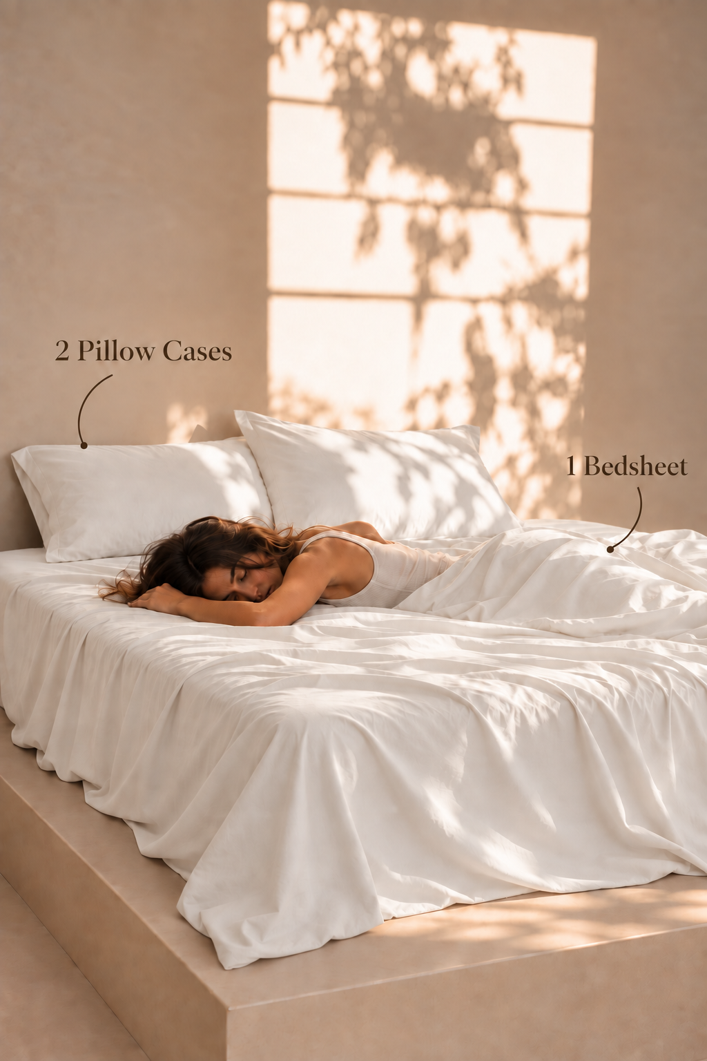 Maison Luxe Ivory White 300 thread count cotton bedsheet