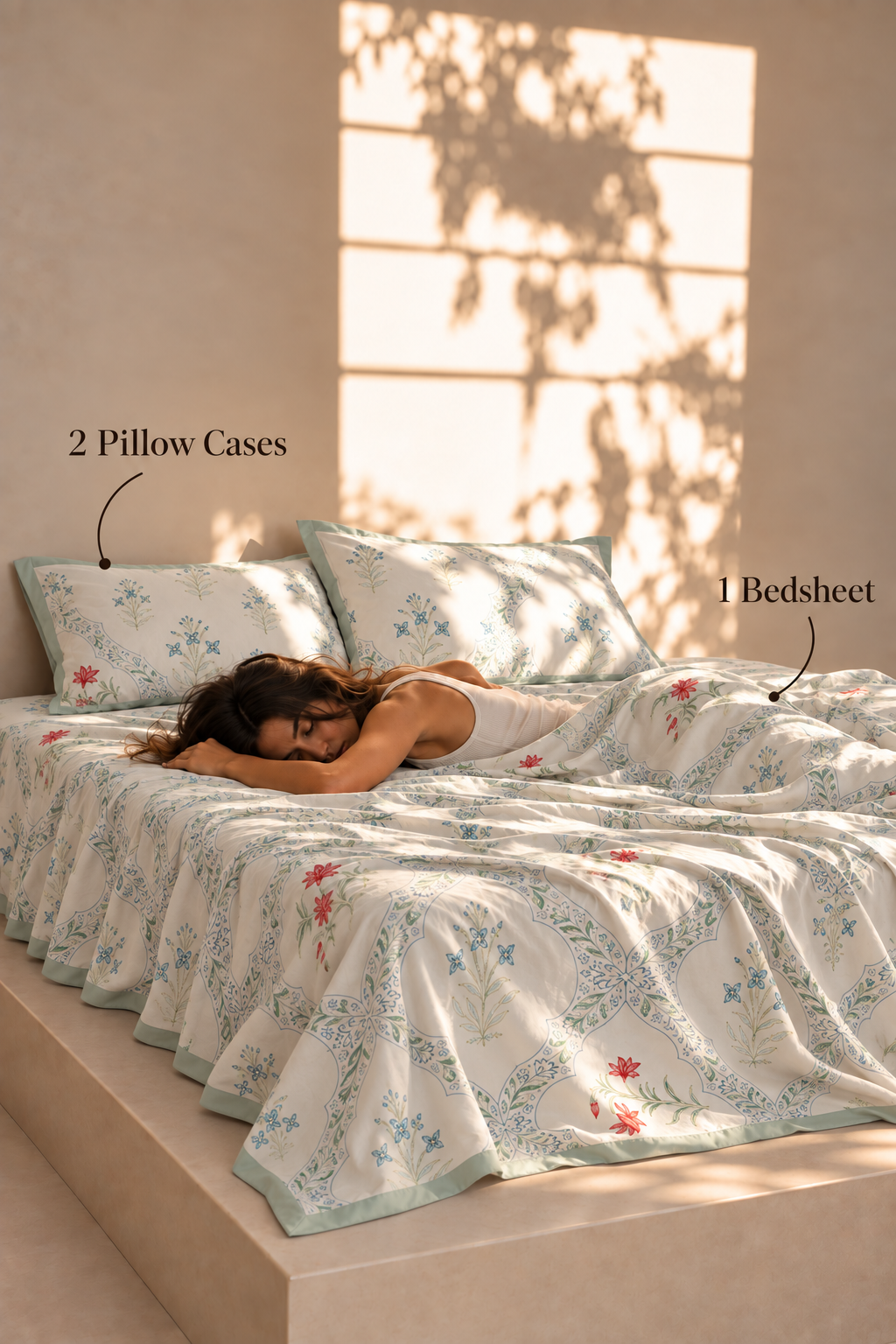 Meadow Bloom elegant pastel cotton bedsheet by 300 Threads
